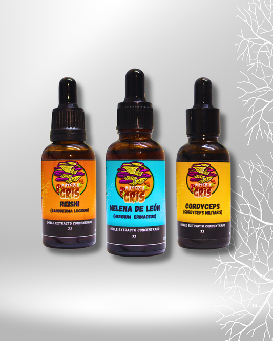 Pack 3 Extractos – Melena de León + Reishi + Cordyceps
